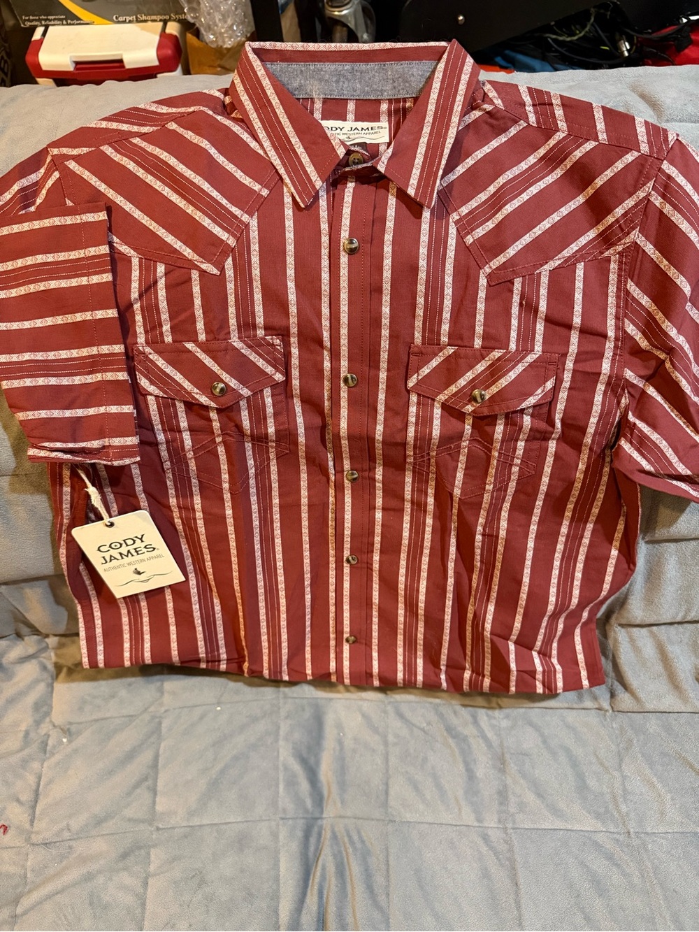 Cody James Men's Red Striped Short-Sleeve Button-Down Shirt